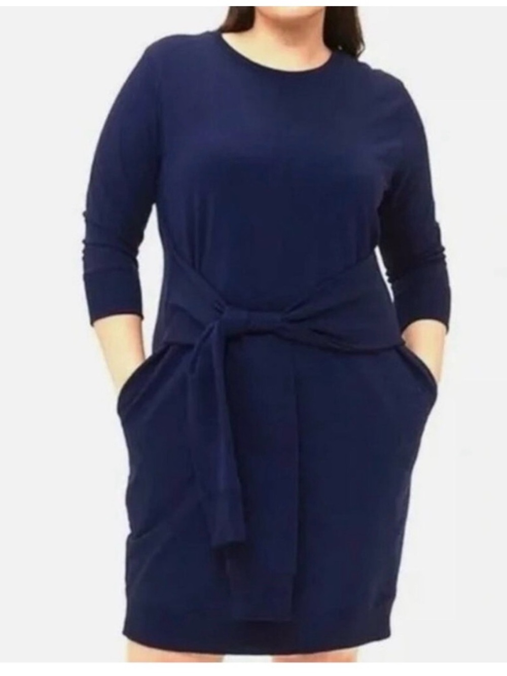 Universal Standard Misa Tie Sweatshirt Dress | Navy | S (14-16) | EUC